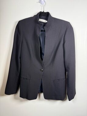 MARISA MINICUCCI | Black Structured Mandarin Cadet Collar Blazer US4
